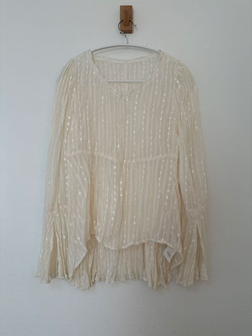 トップス AMERI TULLE FRINGE WASHER BLOUSE