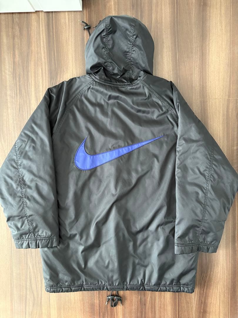 NIKE ナイキ ナイロンジャケット ベンチコート 黒 青 スウォシュXL旧タグ