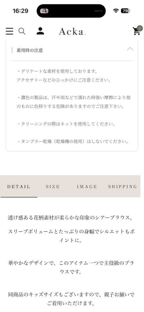 シアーオーバーフレアブラウス