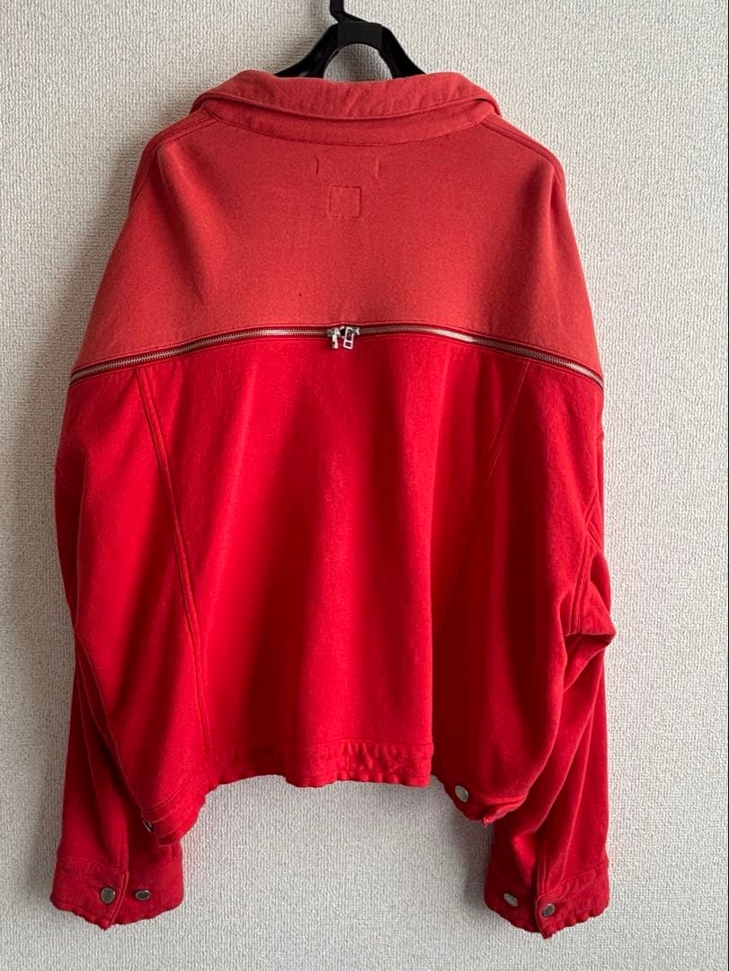 FACETASM ファセッタズム 変形 ジップデザイン クロップドジャケット 赤