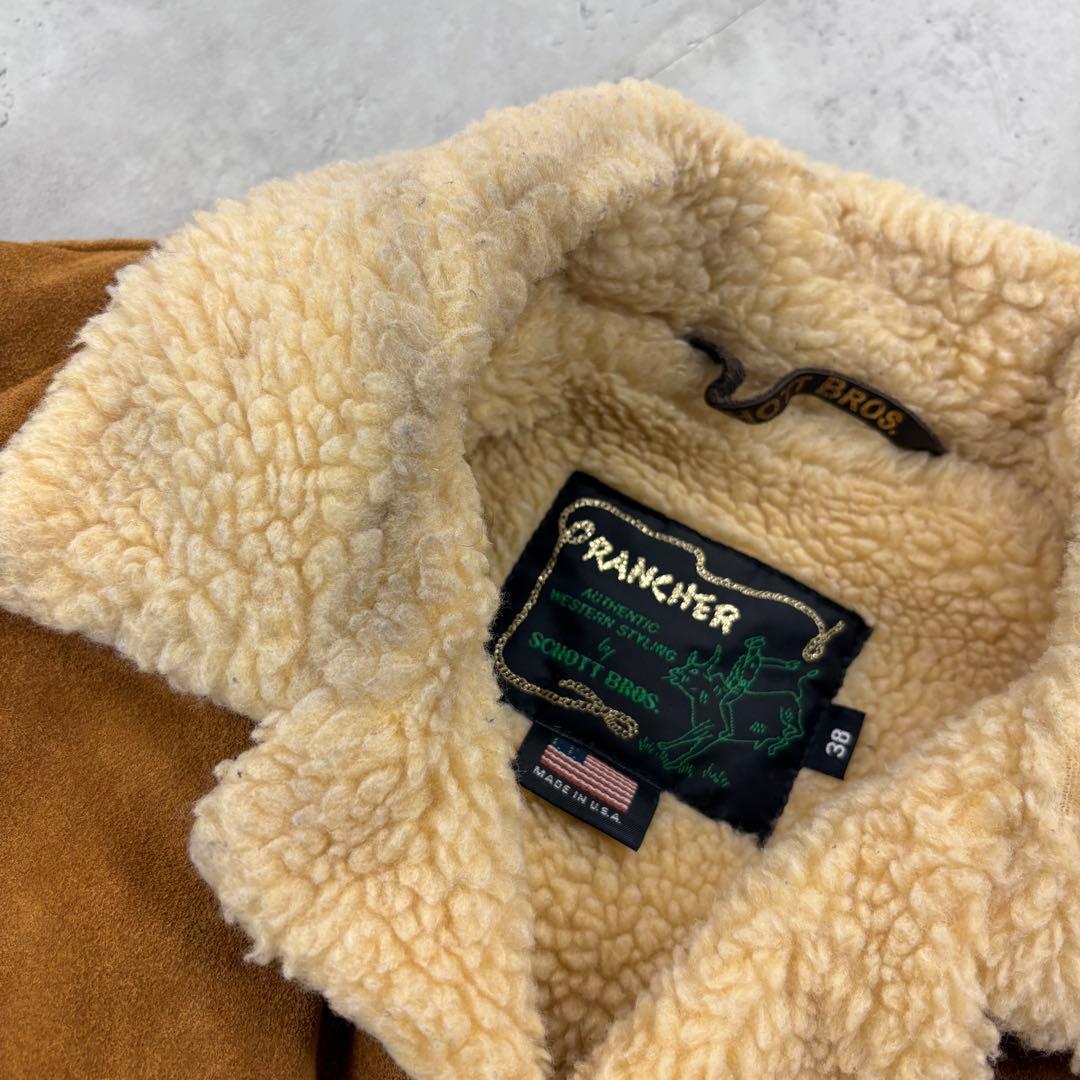 ヒロ schott ランチコート レザー ジャケット スウェード USA製