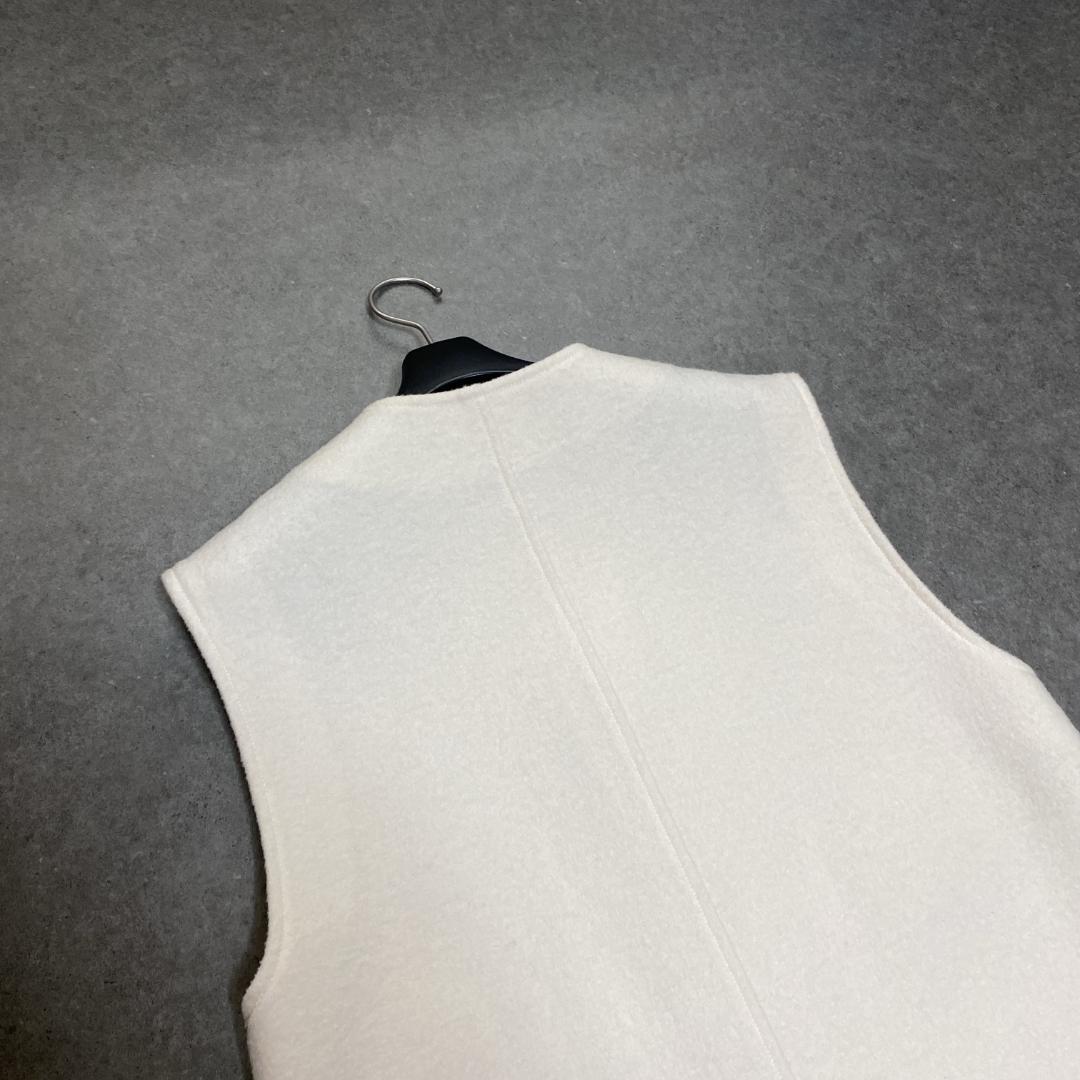 美品✨MACPHEE フェイクレザーコンビ クルーネックジレ 36 白