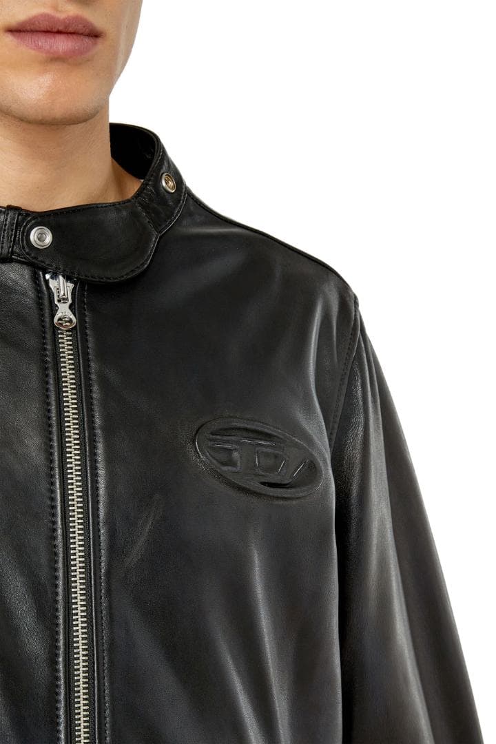 ★即発送★ DIESEL ディーゼル バイク ジャケット レザー ロゴ ブラック
