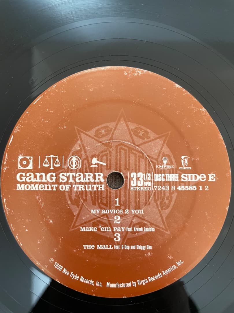 gang starr moment of truth レコード　3LP