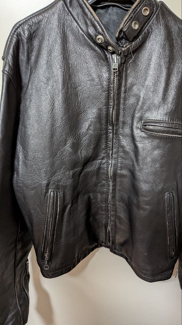 SCHOTT 黒 シングルライダース レザージャケット USA製