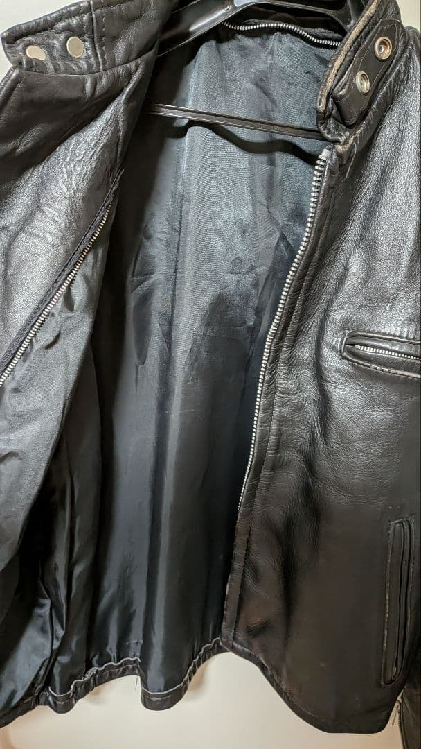 SCHOTT 黒 シングルライダース レザージャケット USA製