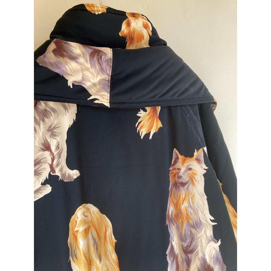 Used 80s 美しい大型犬モチーフ♡ ハーフ丈 ふわふわ パフコート