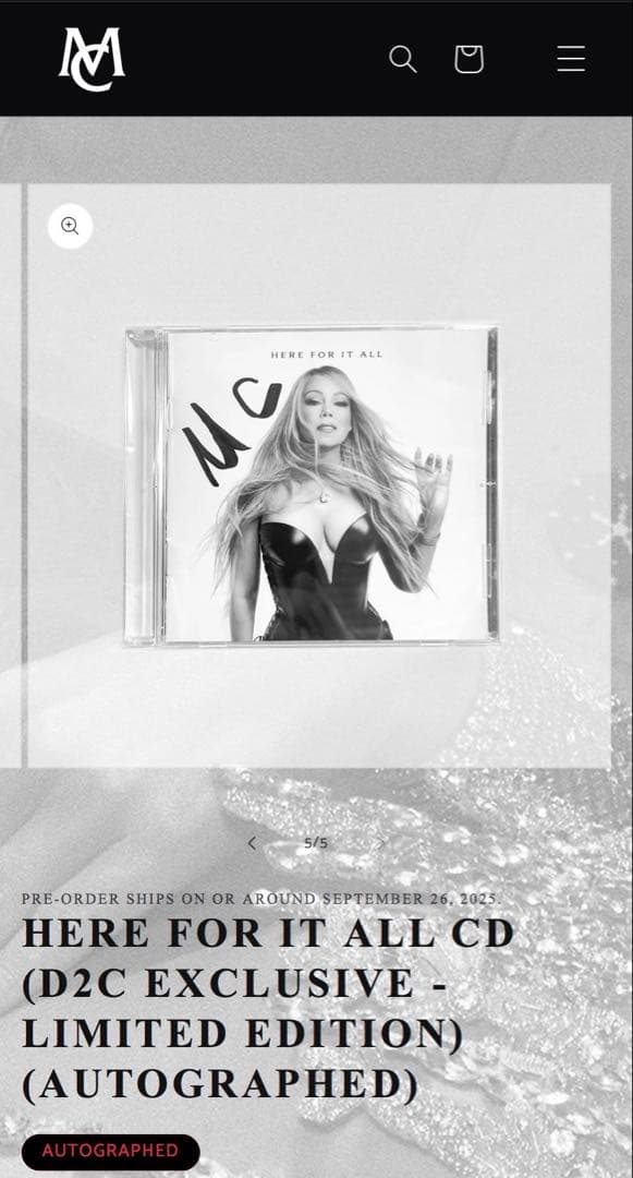 直筆サイン入り マライアキャリー 「ヒア フォー イット オール」 CD 新品