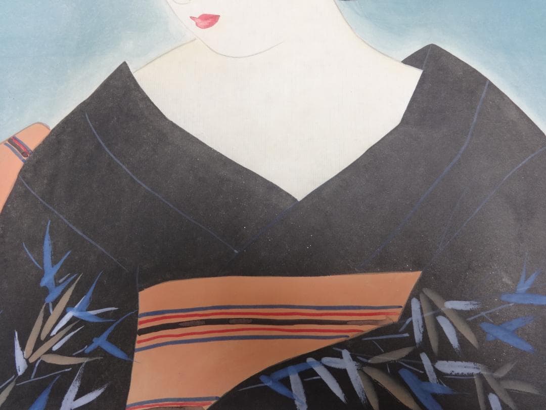 水*山様 伊藤深水 夏の夜 肉筆水彩画 1956年頃 紙本著色 肉筆 舞妓 芸妓