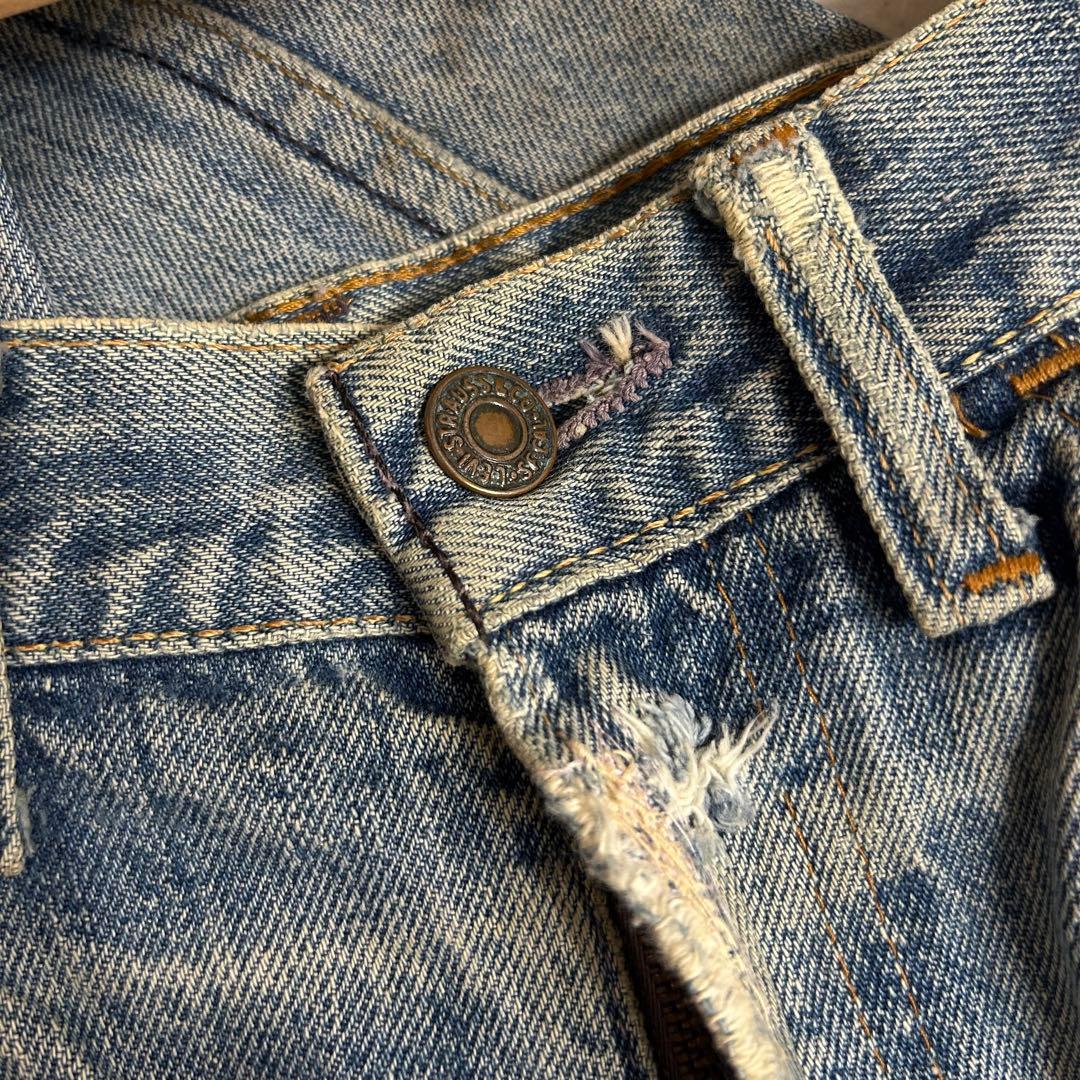 【雰囲気抜群】ワッペンダメージ加工デニムパンツ　ヴィンテージ　80s