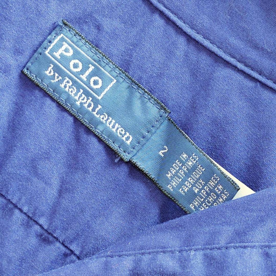 Polo by Ralph Lauren フリル ロング シャツ ワンピース 青