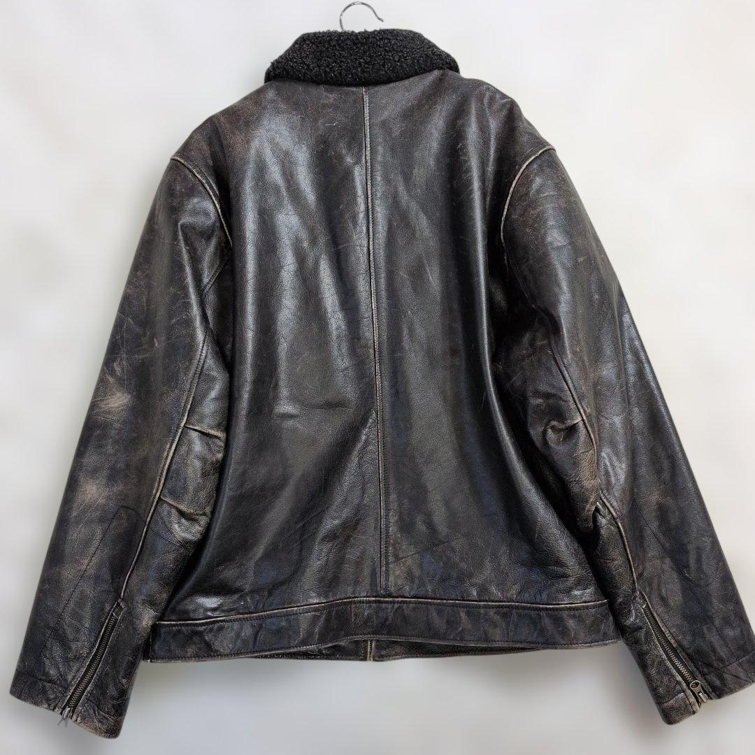 OLD GAP 90s 牛革 ボア レザージャケット L ヴィンテージ加工 希少