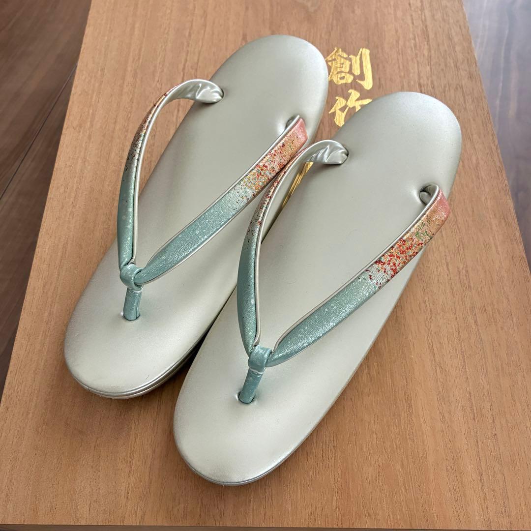 【美品】和装バッグ（新品）　草履セット　総本革　牛革　七五三　最高級品