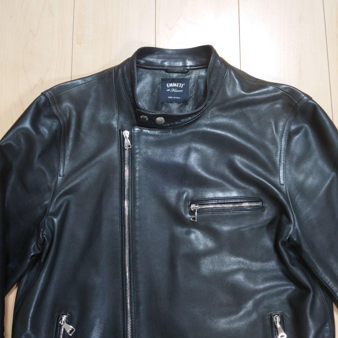 【美品】エンメティ　ジョセフ　50 レザー　ライダースジャケット　黒