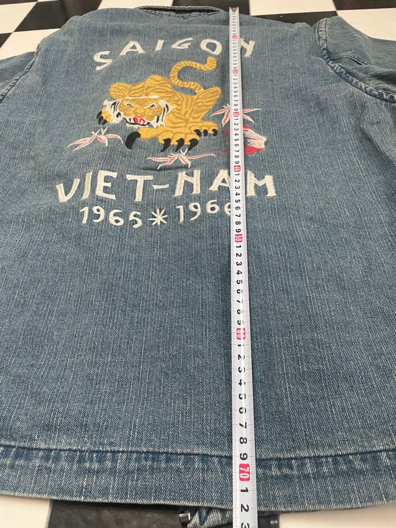 虎柄刺繍 デニム ベトナムジャケット スーベニアジャケットミリタリーヴィンテージ