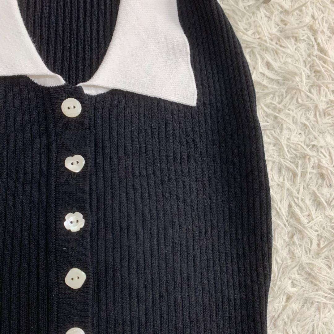 美品✨crgne シーニュ ニットベスト 薄手 コットン 黒 ブラック