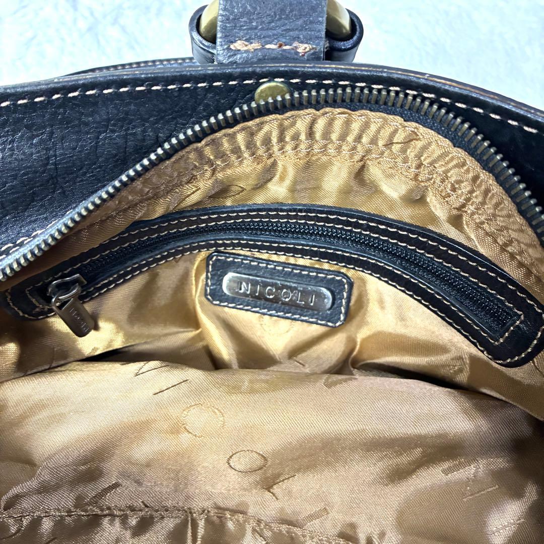 専用　NICOLI 本革トートバッグ ブラック ゴールド金具 Y2K