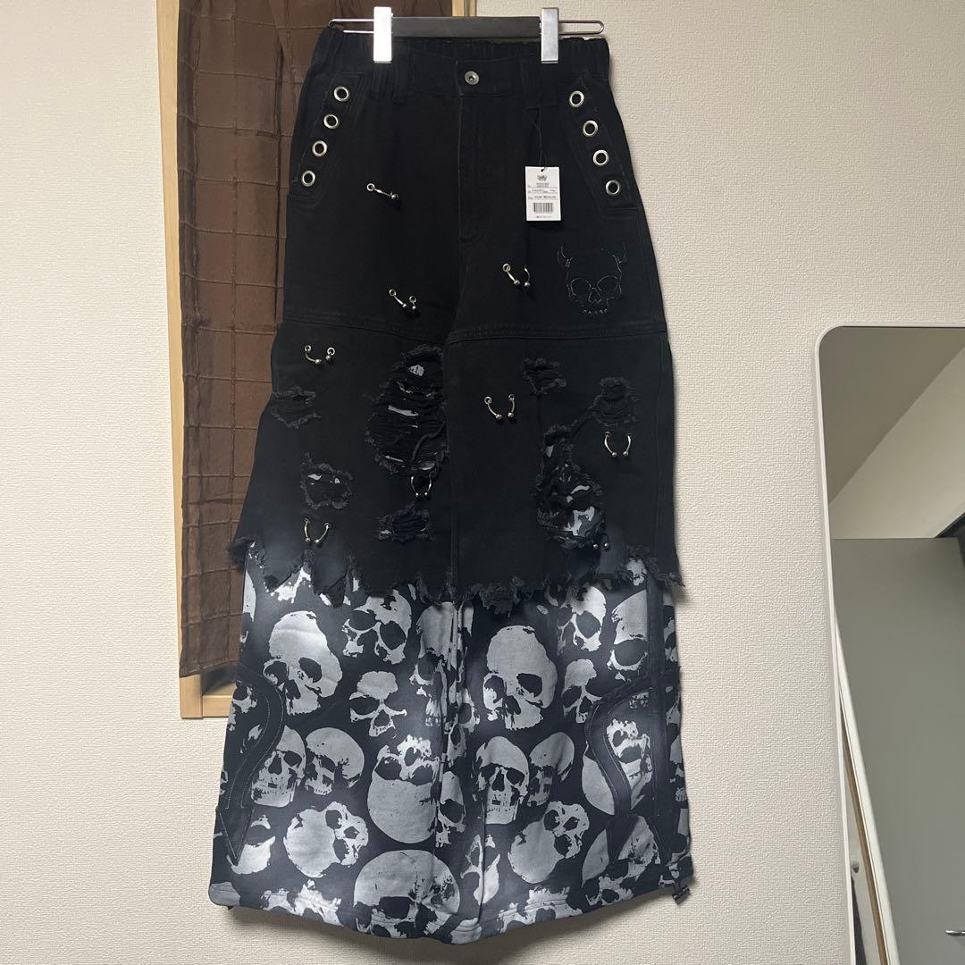 gamchu 危険準度ドッキングスピアワイドデニムパンツ
