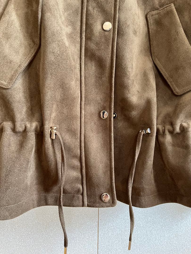 ZARA ブラウンスエードフードジャケット レディース