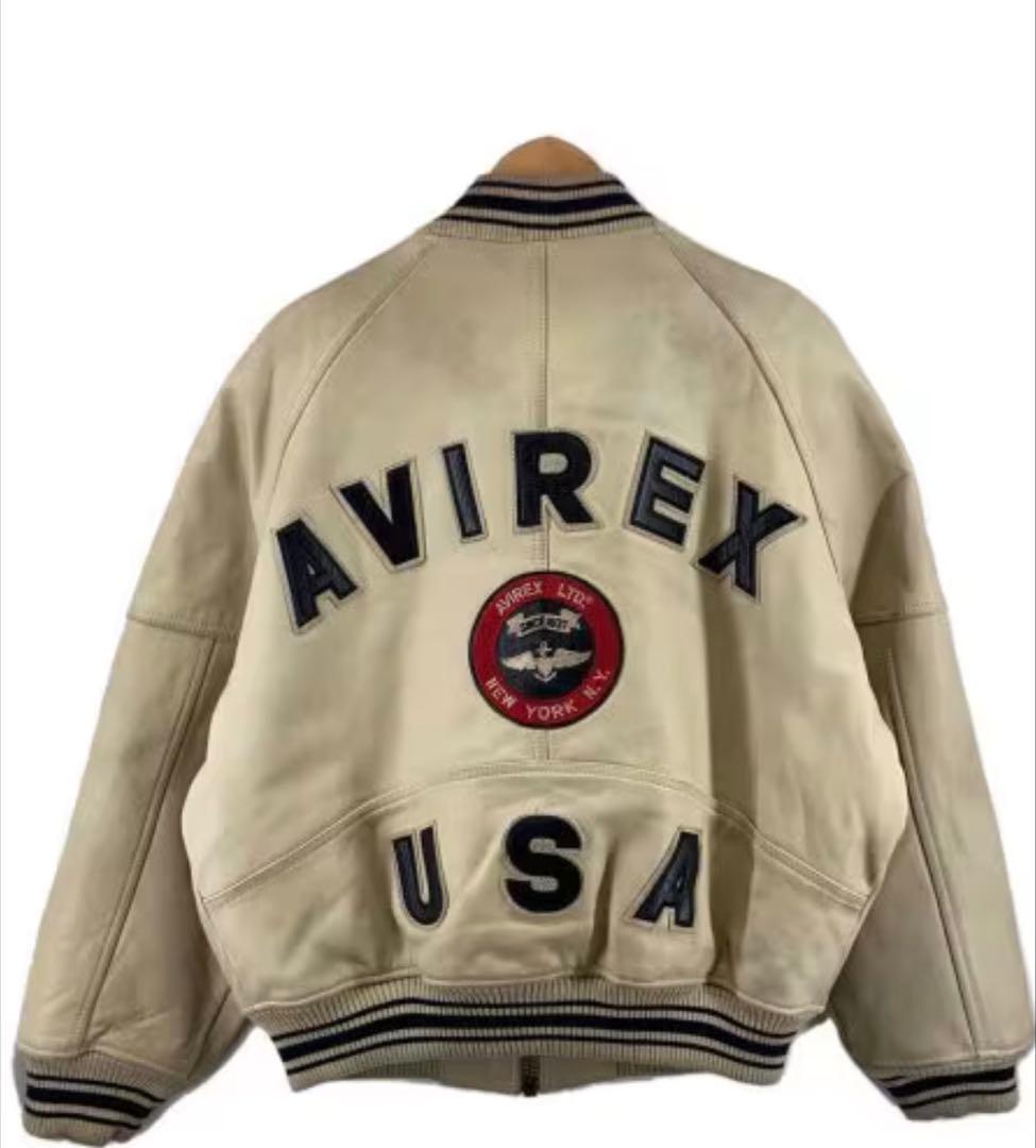 AVIREX レザージャケット クリーム色