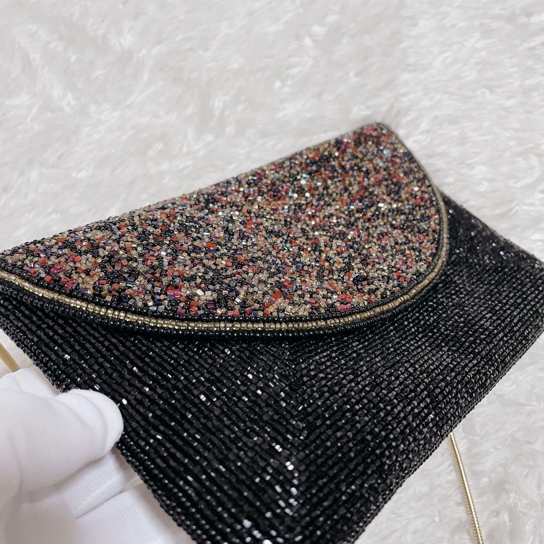 極美品☆皇室御用達 LUMY ルミーはしもと パーティーバッグ ビーズ刺繍