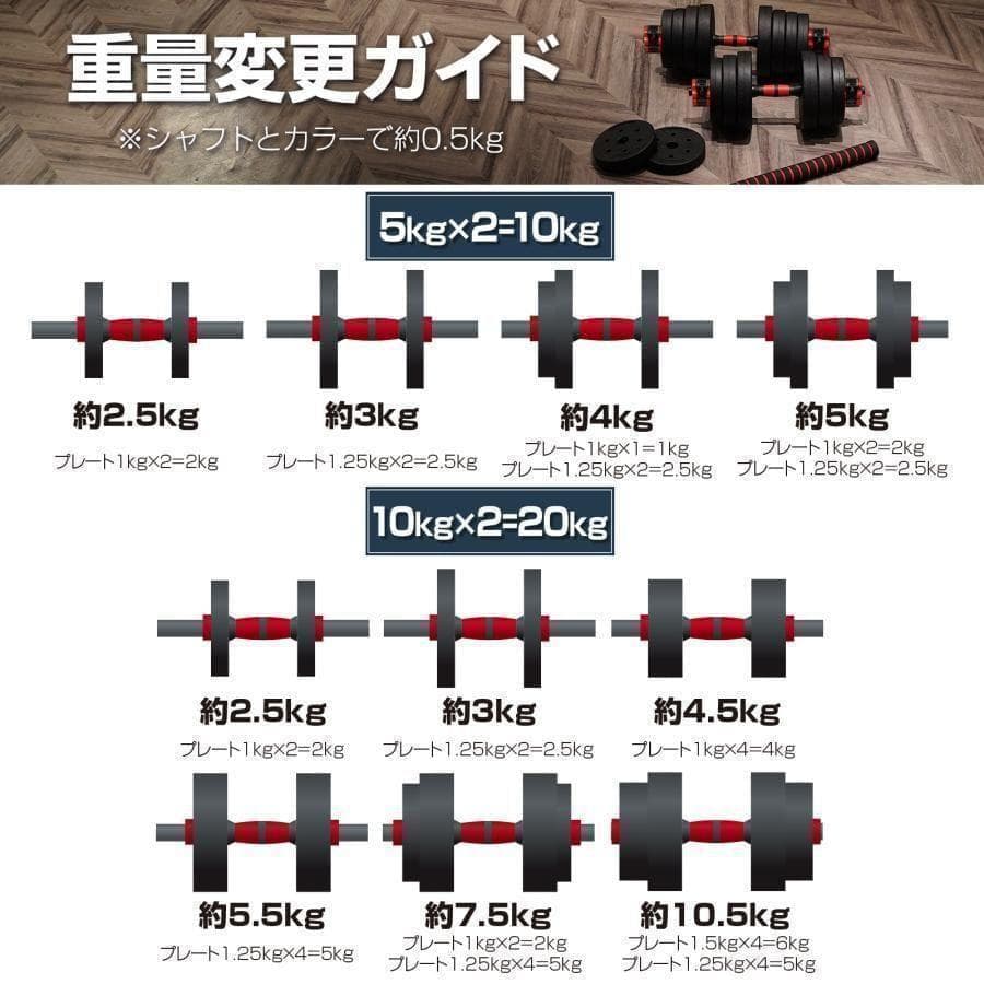 新品＊ダンベル 可変式 20kgダンベル 40kg多機能2個セットR2512