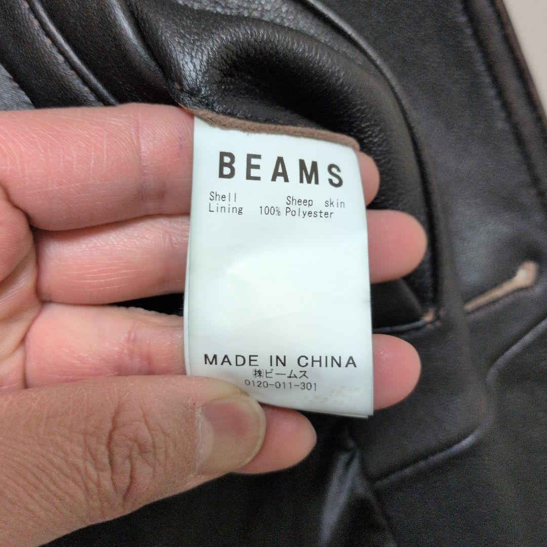 BEAMS ブラックレザージャケット S　カーコート　カバーオール　シープスキン