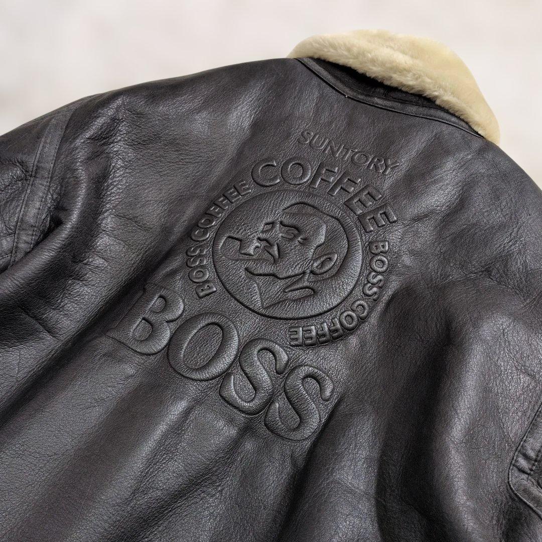 非売品★特大LL ボスジャン B-3 リアルレザー 牛革 黒 懸賞 BOSS