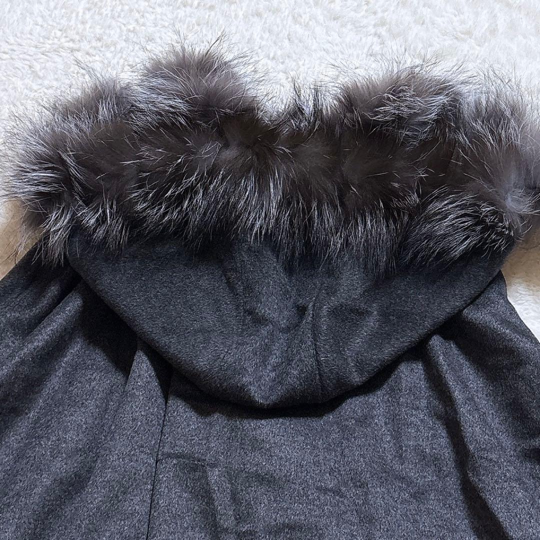 [超美品]Andy アンディ ファー ポンチョ カシミヤ混 グレー M