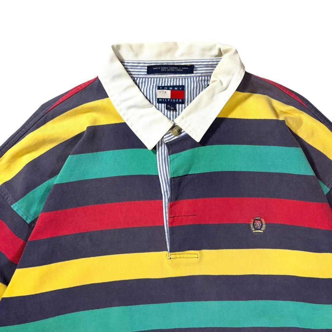 90s   マルチボーダー ラガーシャツ XL