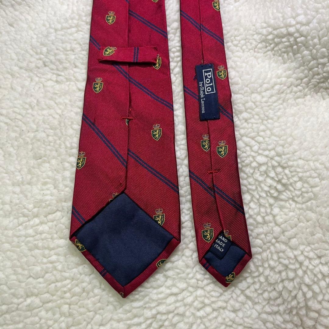 【極美品✨】ポロバイラルフローレン レップストライプ クラブ刺繍 ジャガード 赤