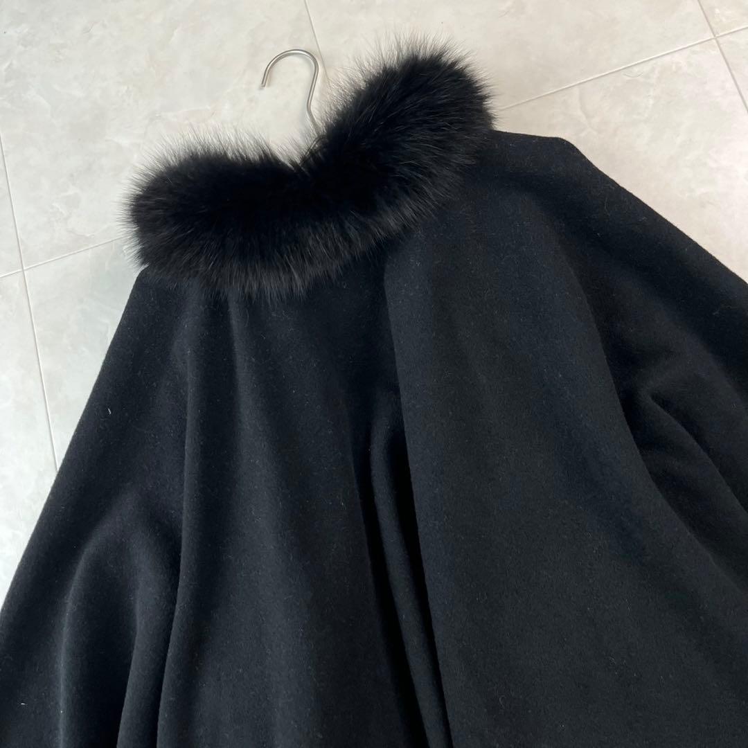 美品✨GALSVILLE フォックスファー付きウールケープコート ブラック