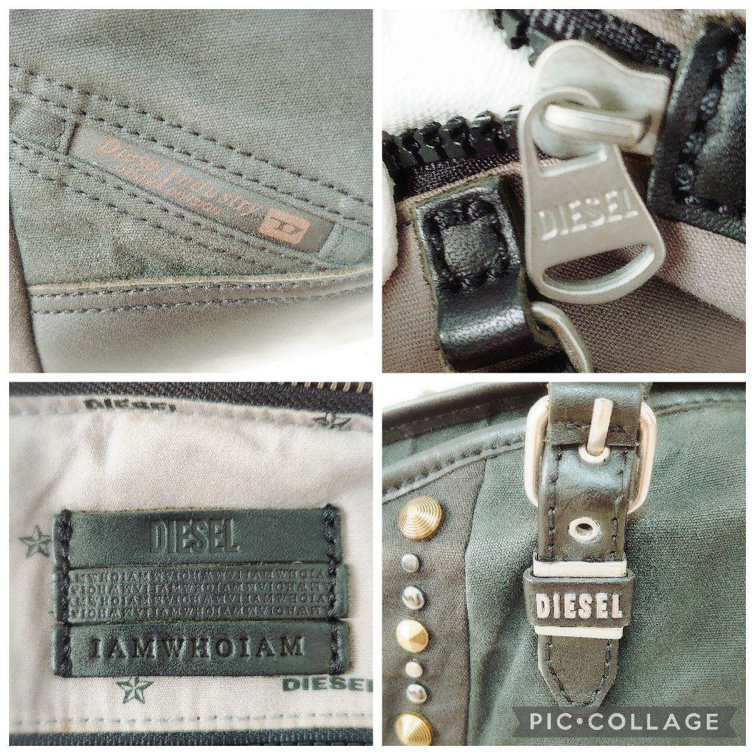 廃盤モデル　DIESEL　トートバッグ　スタッズ　キャンバス　レザー　Y2K