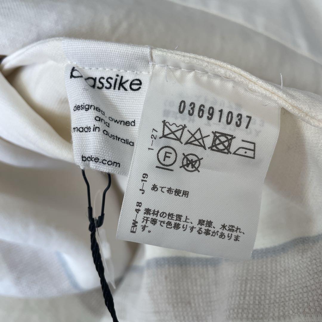 未使用品　bassikeベイシーク　リネン　ボーダー　7分袖ワンピース　XS/S