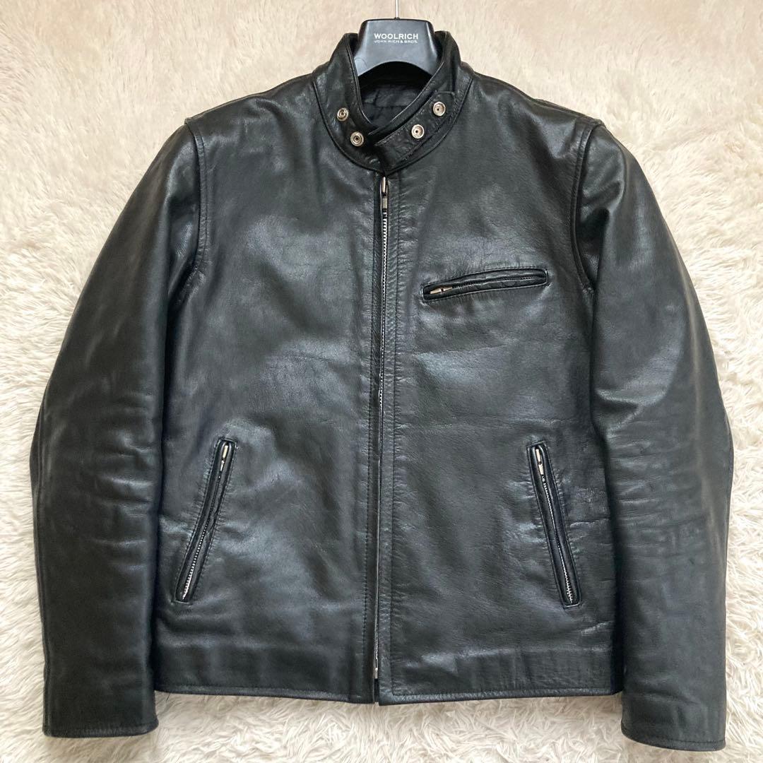 ✨状態良好✨HORN WORKS シングルライダース 裏地キルティング 黒 Ｍ