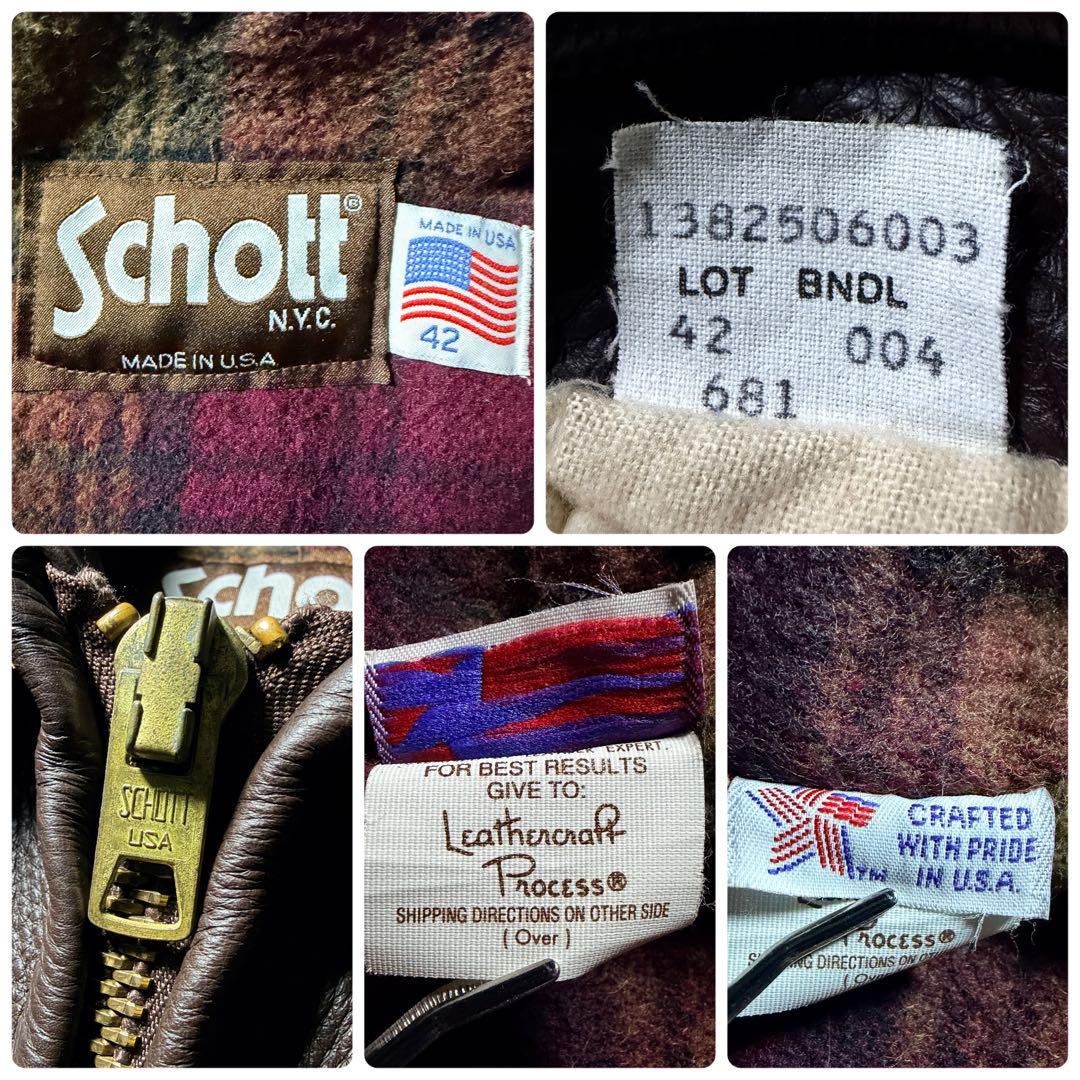 の*お様 米国製■schott トラッカージャケット　681 ボルドー　本革　襟