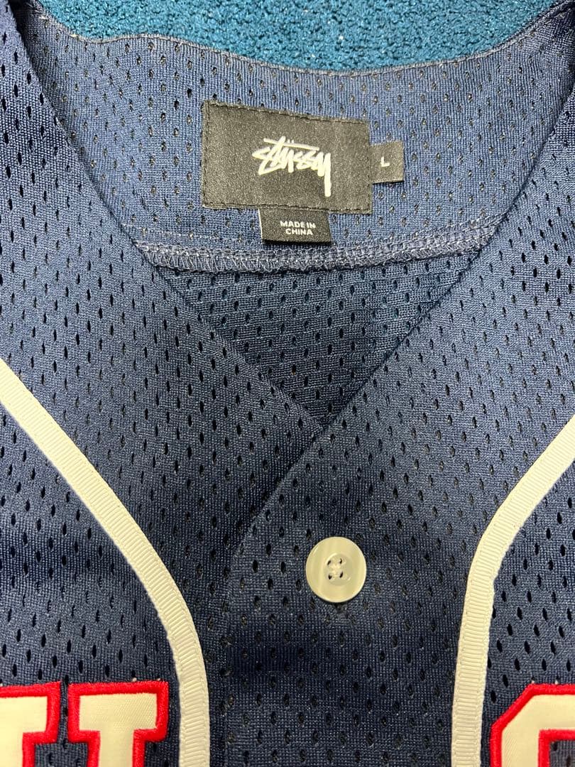 マカマカ STUSSY ステューシー　ネイビー ベースボールシャツ　L