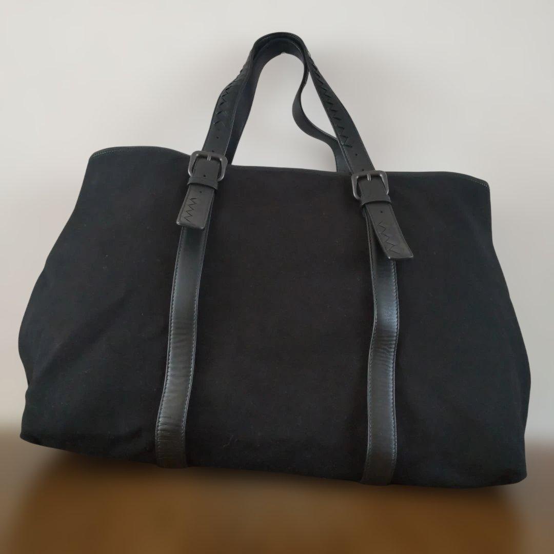 BOTTEGA　BENETA 黒のキャンバスレザートートバッグ