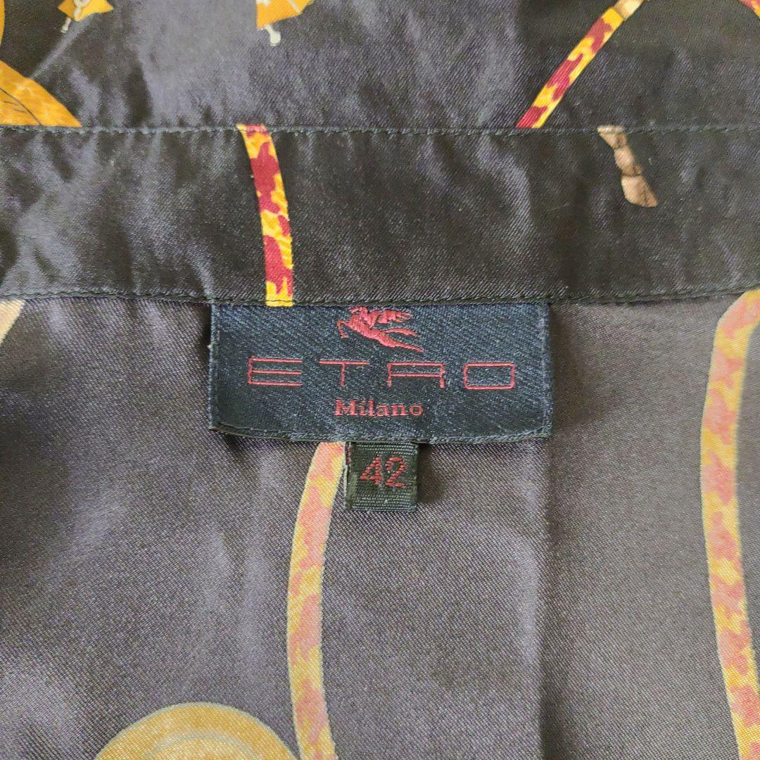 【美品】ETRO　エトロ　シルク　絹　42 XLサイズ　長袖シャツ　貴婦人　比翼