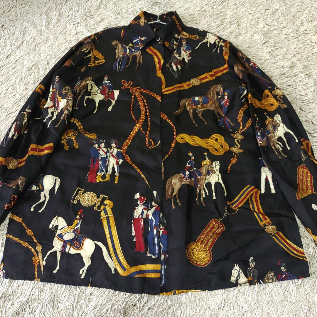 【美品】ETRO　エトロ　シルク　絹　42 XLサイズ　長袖シャツ　貴婦人　比翼