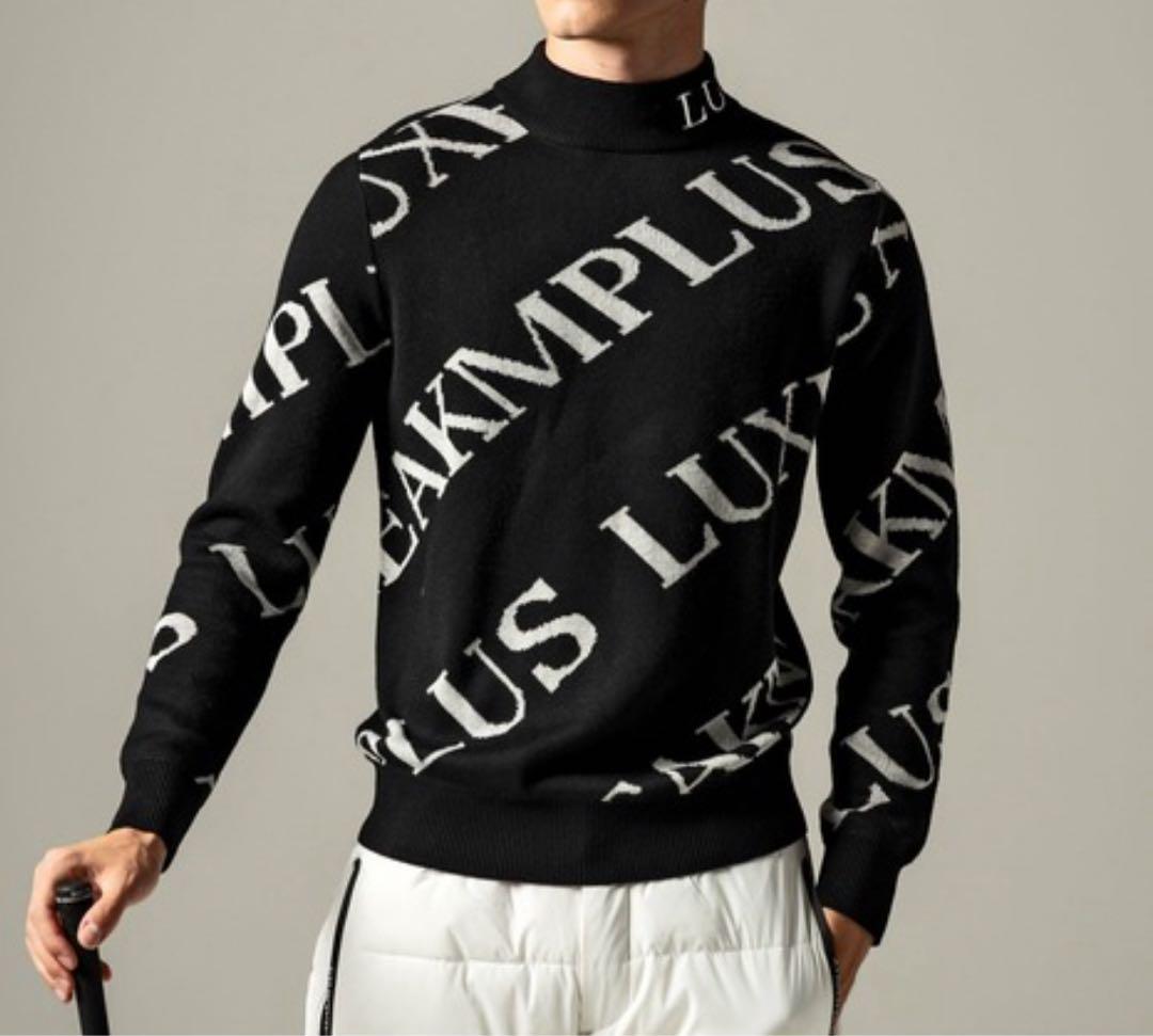 新品【LUXEAKMPLUS】リュクスエイケイエムプラス　ゴルフ 総柄ニット　Ｍ