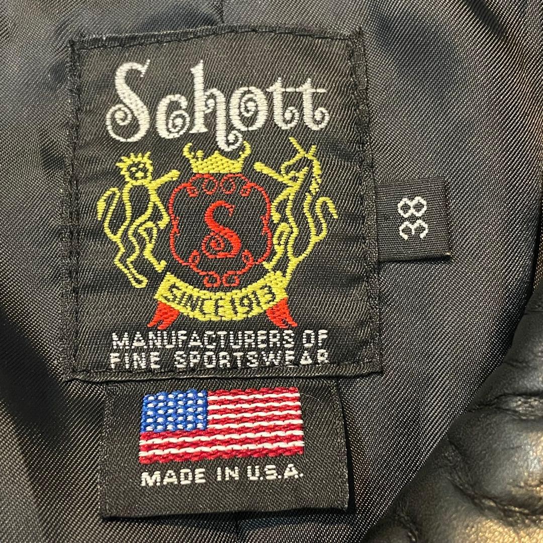 SCHOTT カーコート　レザーPコート　カウハイド　USA製　サイズ38