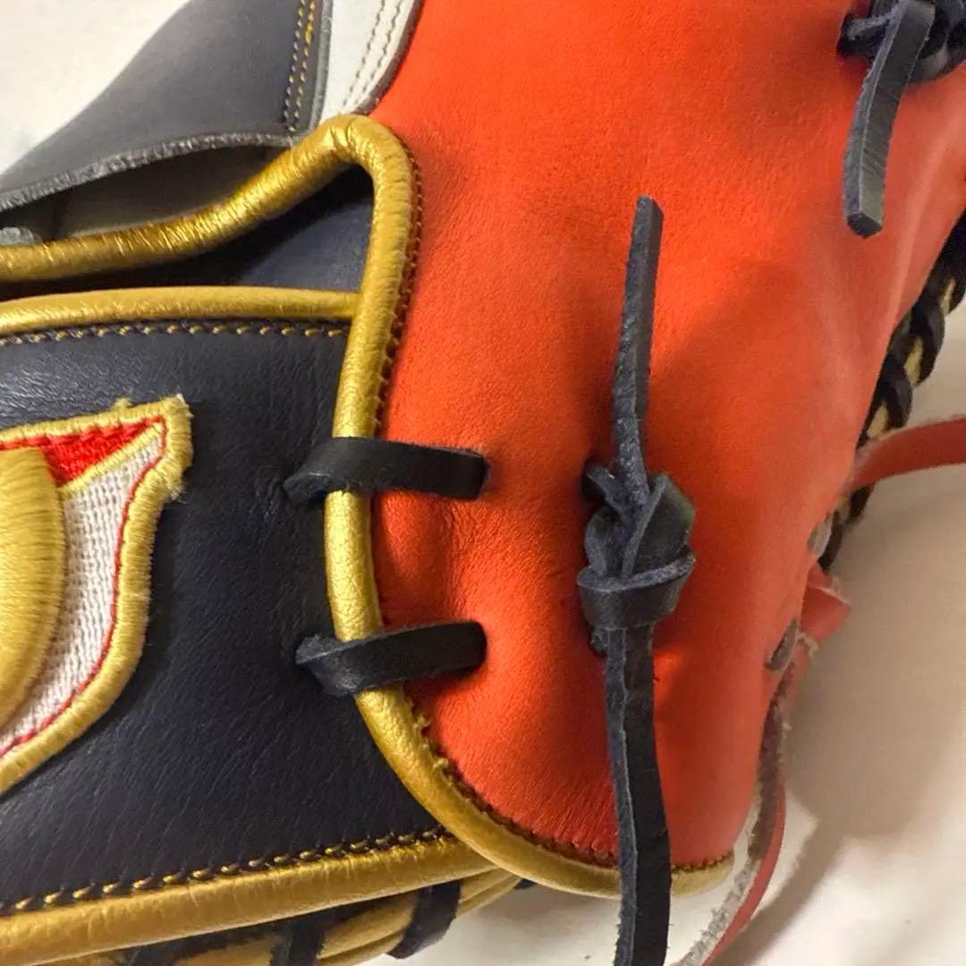 美品 金彩 激レア 40.Wilson軟式ミット オレンジ ネイビー ホワイト