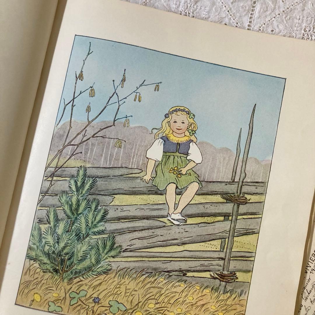 【歳末SALE】L333北欧ヴィンテージ絵本　【超希少】エルサベスコフ　花のうた