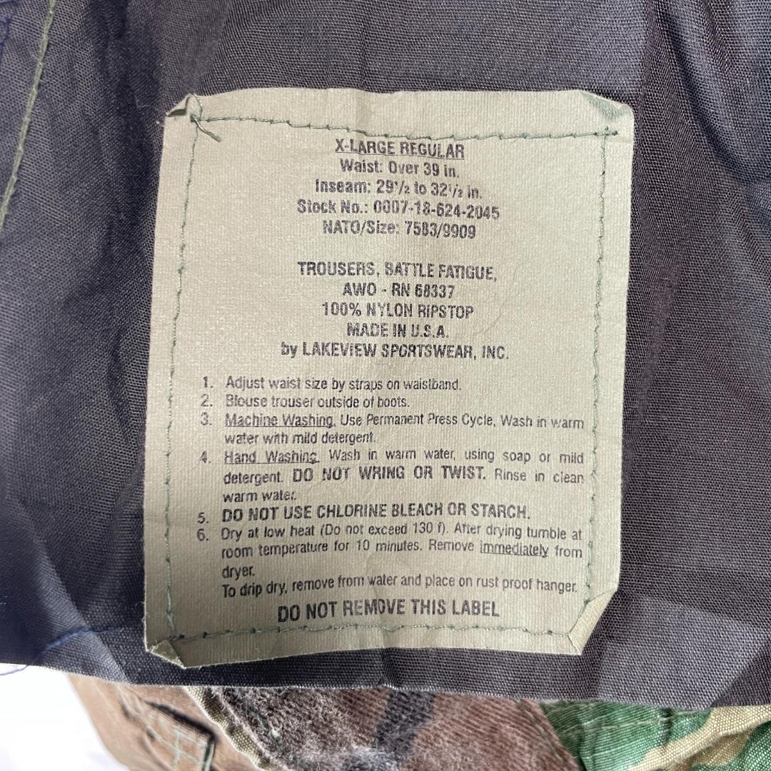 USA製 米陸軍 BDU ナイロン カーゴパンツ 迷彩 ウッドランドカモ XL