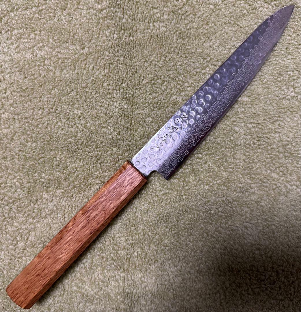 唐津厚広 ペティ 包丁 150mm 5寸 VG10 ダマスカス 樫 新品 日本製