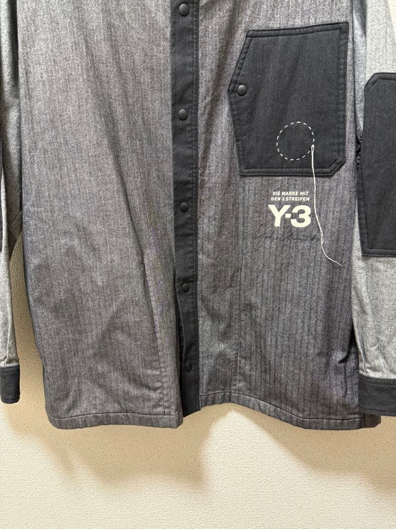 最終価格　美品　Y-3 　ヘリンボーン オーバーサイズシャツ-パッチワーク