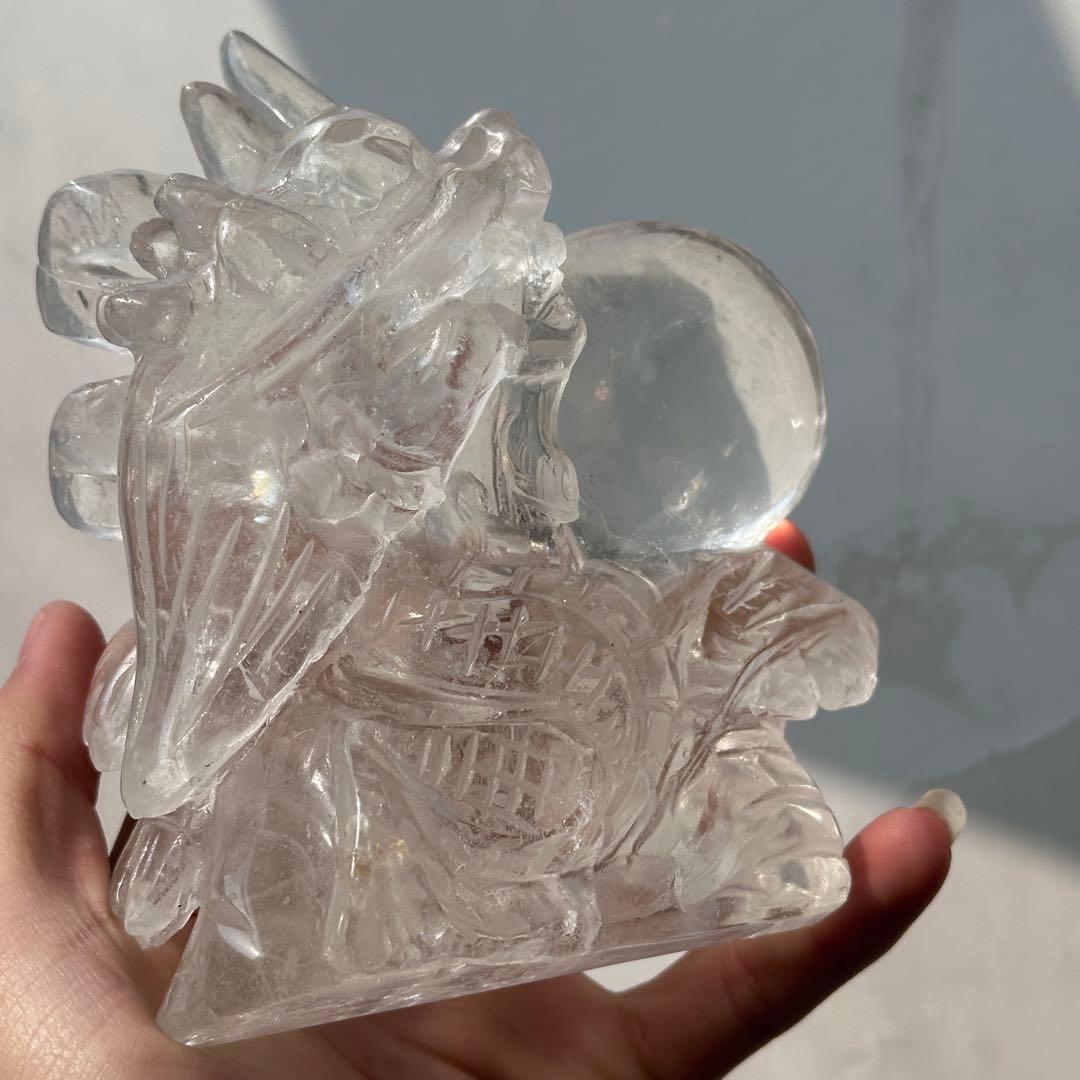 天然石水晶の龍　置物　ご購入前に在庫確認G.1304