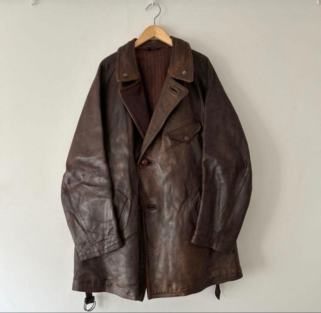 30s40s french militaryアビエーターコート　モールスキン