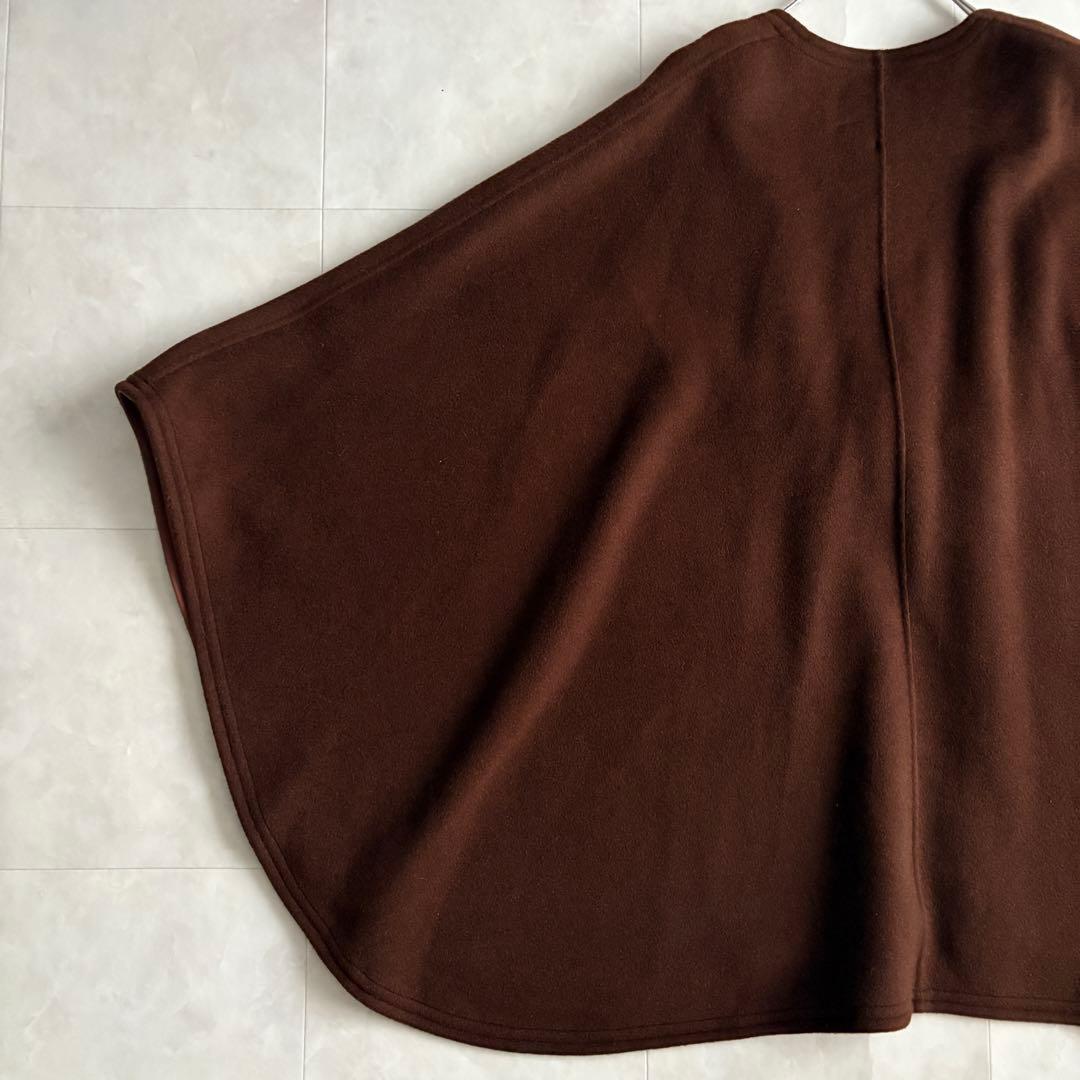 上質✨ JOSEPH ウールカシミヤケープ 茶 ピンク レザー縁取り38